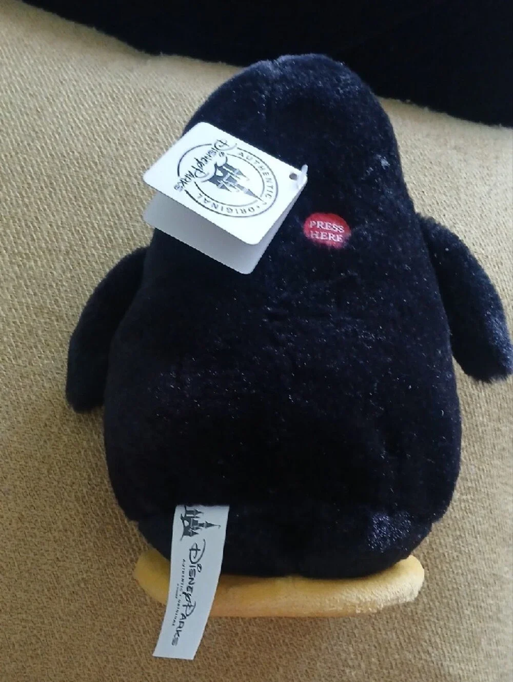 Disney Black & White Penguin Plush with Red Bow. From Toy story Movie.